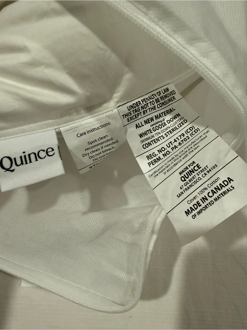 New Quince LUXE White Goose Down Pillow #7 Standard Soft/Medium MSRP $124